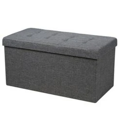 Costway 31.5''Fabric Foldable Storage Ottoman Toy Chest W/Removable Storage Bin Grey Dark Grey -Ottomans Official Shop unnamed file 4373