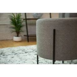 16" Modern Round Ottoman with Metal Base - WOVENBYRD Tan -Ottomans Official Shop unnamed file 4432