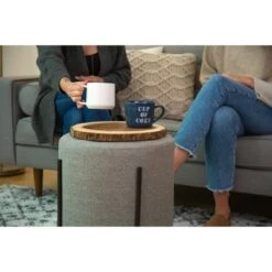 16" Modern Round Ottoman with Metal Base - WOVENBYRD Tan -Ottomans Official Shop unnamed file 4433