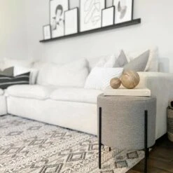 16" Modern Round Ottoman with Metal Base - WOVENBYRD Tan -Ottomans Official Shop unnamed file 4438