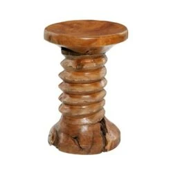 Olivia & May Rustic Carved Teak Wood Stool Brown - Olivia & May -Ottomans Official Shop unnamed file 445