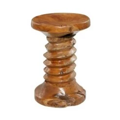 Olivia & May Rustic Carved Teak Wood Stool Brown - Olivia & May -Ottomans Official Shop unnamed file 446