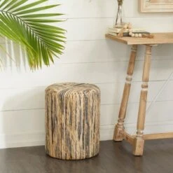 Olivia & May Contemporary Teak Wood Stool - Olivia & May
