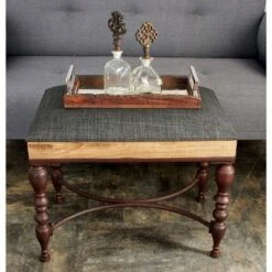 Olivia & May Farmhouse Metal Accent Stool Gray - Olivia & May