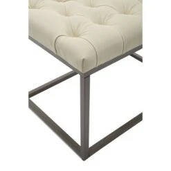 24" Button Tufted Metal Ottoman - WOVENBYRD Gray