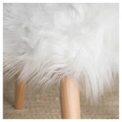 Huxley Faux Fur Ottoman - Christopher Knight Home White
