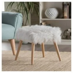 Huxley Faux Fur Ottoman - Christopher Knight Home White 9 Huxley Faux Fur Ottoman - Christopher Knight Home White -Ottomans Official Shop unnamed file 4536