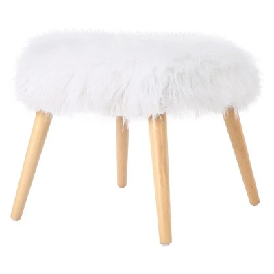 Huxley Faux Fur Ottoman - Christopher Knight Home White 6 Huxley Faux Fur Ottoman - Christopher Knight Home White – Image 4