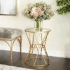 Olivia & May Contemporary Iron Geometric Pattern Accent Table Gold - Olivia & May