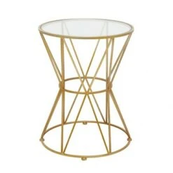 Olivia & May Contemporary Iron Geometric Pattern Accent Table Gold - Olivia & May -Ottomans Official Shop unnamed file 459