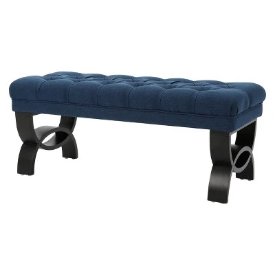 Scarlette Tufted Ottoman Bench - Christopher Knight Home Navy 6 Scarlette Tufted Ottoman Bench - Christopher Knight Home Navy – Image 4