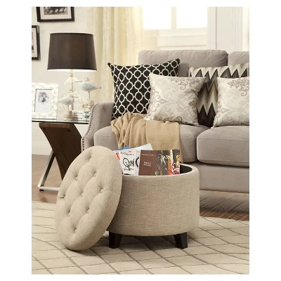 Round Ottoman Tan - Breighton Home 4 Round Ottoman Tan - Breighton Home – Image 2