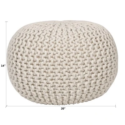 Decor Therapy Lola Round Lurex Pouf White - Décor Therapy 4 Decor Therapy Lola Round Lurex Pouf White - Décor Therapy – Image 2