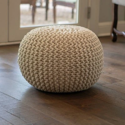 Decor Therapy Lola Round Lurex Pouf White - Décor Therapy 5 Decor Therapy Lola Round Lurex Pouf White - Décor Therapy – Image 3
