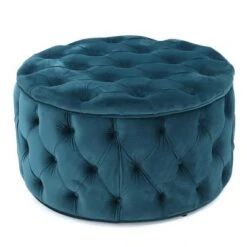 Zelfa New Velvet Ottoman - Christopher Knight Home Dark Teal -Ottomans Official Shop unnamed file 4660