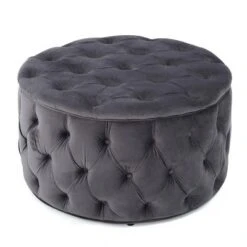 Zelfa New Velvet Ottoman - Christopher Knight Home Dark Teal -Ottomans Official Shop unnamed file 4661