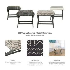 Modern Metal X Base Ottoman - HomePop Gray Lattice -Ottomans Official Shop unnamed file 4694