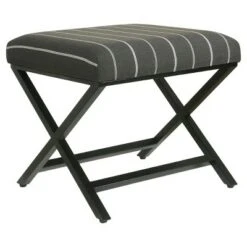 Modern Metal X Base Ottoman - HomePop Gray Lattice -Ottomans Official Shop unnamed file 4696