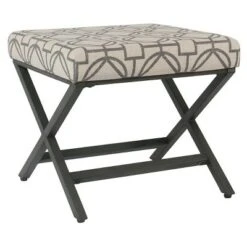 Modern Metal X Base Ottoman - HomePop Gray Lattice -Ottomans Official Shop unnamed file 4697