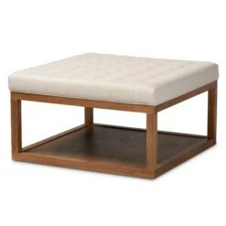 Alvere Cocktail Ottoman Walnut - Baxton Studio Beige/walnut -Ottomans Official Shop unnamed file 4714