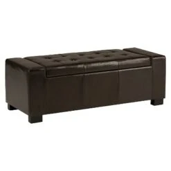 51" Santa Fe Large Storage Ottoman - Wyndenhall Tanners Brown Faux Leather -Ottomans Official Shop unnamed file 4723