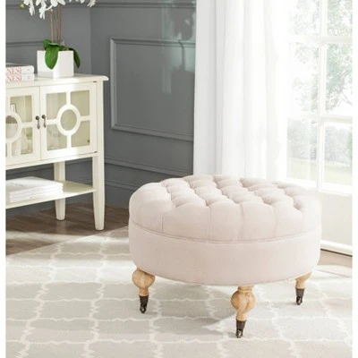 Clara Round Ottoman - Safavieh Beige 3 Clara Round Ottoman - Safavieh Beige