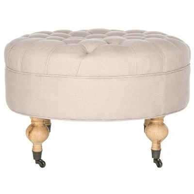 Clara Round Ottoman - Safavieh Beige 4 Clara Round Ottoman - Safavieh Beige – Image 2