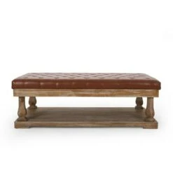 Mineola Contemporary Upholstered Rectangular Ottoman - Christopher Knight Home Cognac Brown/weathered -Ottomans Official Shop unnamed file 4808