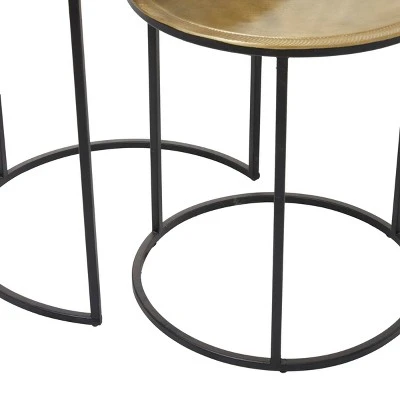Olivia & May Set of 2 Industrial Aluminum Accent Tables Black - Olivia & May 5 Olivia & May Set of 2 Industrial Aluminum Accent Tables Black - Olivia & May – Image 3