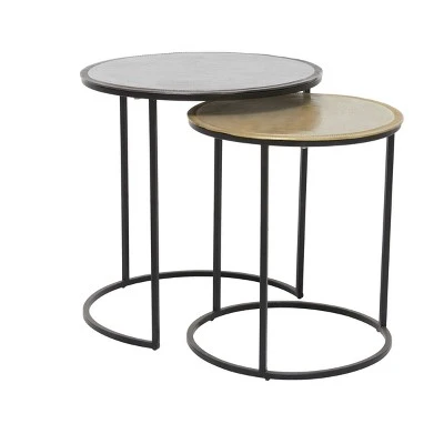 Olivia & May Set of 2 Industrial Aluminum Accent Tables Black - Olivia & May 6 Olivia & May Set of 2 Industrial Aluminum Accent Tables Black - Olivia & May – Image 4