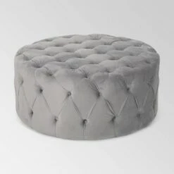 Orla Modern Glam Round Ottoman - Christopher Knight Home Blue -Ottomans Official Shop unnamed file 4821