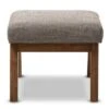 Aberdeen Mid - Century Modern Wood Finish and Fabric Upholstered Ottoman - "Gravel" Multi Color, "Walnut" Brown - Baxton Studio