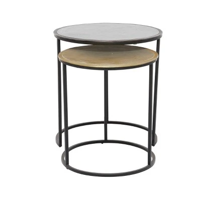 Olivia & May Set of 2 Industrial Aluminum Accent Tables Black - Olivia & May 7 Olivia & May Set of 2 Industrial Aluminum Accent Tables Black - Olivia & May – Image 5