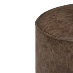 Talia Round Pouf Distressed Brown Faux Leather - WyndenHall -Ottomans Official Shop unnamed file 4838