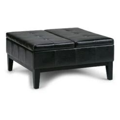 Lancaster Square Coffee Table Storage Ottoman - WyndenHall Slate Gray Linen Look Fabric -Ottomans Official Shop unnamed file 4860