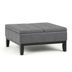 Lancaster Square Coffee Table Storage Ottoman - WyndenHall Slate Gray Linen Look Fabric -Ottomans Official Shop unnamed file 4862
