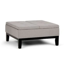 Lancaster Square Coffee Table Storage Ottoman - WyndenHall Slate Gray Linen Look Fabric -Ottomans Official Shop unnamed file 4863