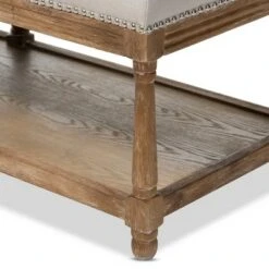 Celeste French Country Weathered Oak - Linen Upholstered Ottoman Bench Beige - Baxton Studio -Ottomans Official Shop unnamed file 4897