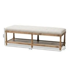 Celeste French Country Weathered Oak - Linen Upholstered Ottoman Bench Beige - Baxton Studio -Ottomans Official Shop unnamed file 4900
