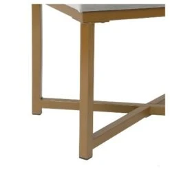 Rectangle Ottoman Velvet Tufted Cushion and Gold Metal X Base - HomePop Silver -Ottomans Official Shop unnamed file 4932