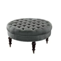 Isabelle Round Tufted Ottoman - Linon Natural -Ottomans Official Shop unnamed file 5007