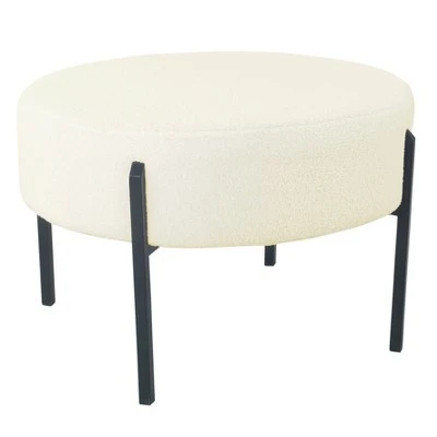 Modern Metal Sherpa Ottoman Cream - HomePop 3 Modern Metal Sherpa Ottoman Cream - HomePop