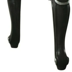 Backless Stool with Cushion Seat and Cabriole Legs Gray/White - Benzara -Ottomans Official Shop unnamed file 503