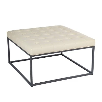 Perscon Upholstered Cocktail Ottoman - Aiden Lane Cream/gray 8 Perscon Upholstered Cocktail Ottoman - Aiden Lane Cream/gray – Image 6