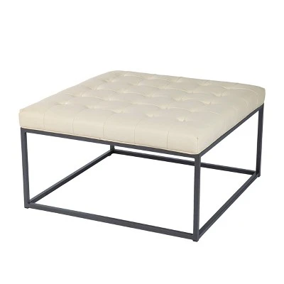 Perscon Upholstered Cocktail Ottoman - Aiden Lane Cream/gray 13 Perscon Upholstered Cocktail Ottoman - Aiden Lane Cream/gray – Image 11