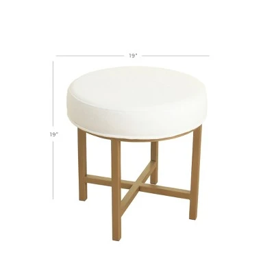 Circle Ottoman with Gold Metal X-Base- HomePop Silver 3 Circle Ottoman with Gold Metal X-Base- HomePop Silver