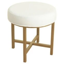 Circle Ottoman with Gold Metal X-Base- HomePop Silver 8 Circle Ottoman with Gold Metal X-Base- HomePop Silver -Ottomans Official Shop unnamed file 5088