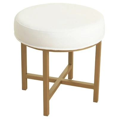 Circle Ottoman with Gold Metal X-Base- HomePop Silver 5 Circle Ottoman with Gold Metal X-Base- HomePop Silver – Image 3