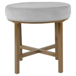 Circle Ottoman with Gold Metal X-Base- HomePop Silver 9 Circle Ottoman with Gold Metal X-Base- HomePop Silver -Ottomans Official Shop unnamed file 5089