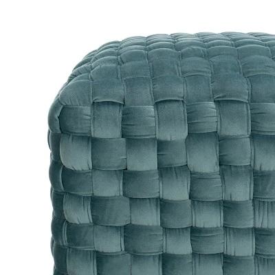 Ravyn Woven Velvet Ottoman Seafoam - Safavieh 5 Ravyn Woven Velvet Ottoman Seafoam - Safavieh – Image 3